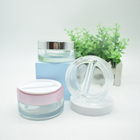 Crème du matin et du soir Bouteille de crème pour le visage en verre fendu 70g Pot de crème pour les yeux de canard mandarin avec bouchon 20g pour cosmétique