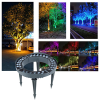 Lampe LED blanche chaude de 48W pour arbre câlin IP65 Lampe de paysage en aluminium étanche avec anneau élégant pour les parcs de jardin et l'extérieur.