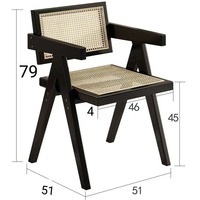 Nordic Home Chaise de salle à manger en bois massif Dossier en rotin rétro Siège unique Moderne pour les loisirs Balcon pour Chandigarh Homestay Accoudoir
