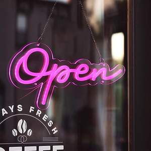 LED Neon Open Sign <span class=keywords><strong>15</strong></span> \ "x 7.3 \" telecomando regolabile luminosità Business Open Neon decorazione parete hotel ristorante - Product Image 1