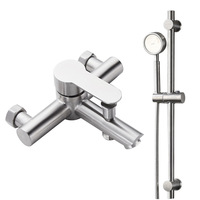 Ensemble de robinet de douche simple en acier inoxydable 304 mitigeur chaud et froid pluie douce exposée pommeau de douche de salle de bain dissimulé brossé