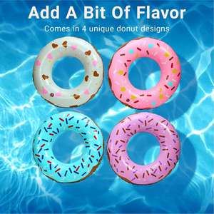Bouée de natation gonflable pliable en PVC pour enfants, motif donut avec des paillettes - Product Image 4