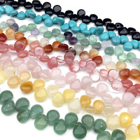 Perles en pierres précieuses naturelles, forme goutte, percées sur le dessus, Agate, Howlite, Aventurine, Turquoise, Opalite, pour la fabrication de colliers