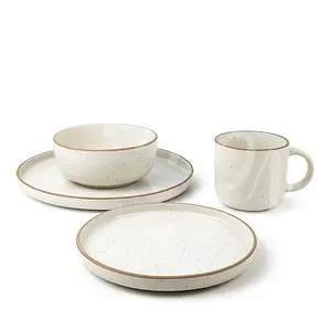 Set da tavola in ceramica da 16 pezzi Set da pranzo in ceramica opaca in gres con bordo grezzo