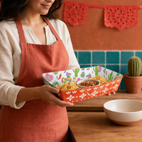 Barquettes jetables pour nachos, bateaux à snacks en papier double face pour fêtes de carnaval, fiestas, Cinco de Mayo, fournitures pour fêtes à thème mexicain