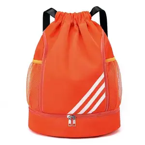 Borsa a tracolla resistente all'acqua zaino con coulisse da spiaggia sport Yoga da palestra con tasche laterali in rete