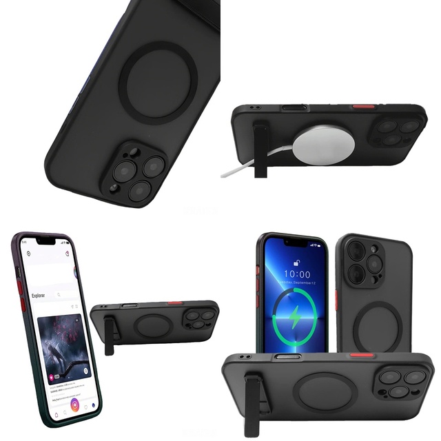 Durable Magnetic Casing with Kickstand for iPhone 11 12 13 14 15 16 Pro Max 17 Air Plus Case, Cell Phone Accessories Wholesale