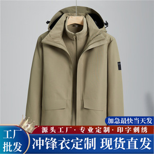 Chaqueta Cortavientos Minimalista 3 en 1 con Capucha, Color Sólido, con Forro Polar para Hombre, Diseño Resistente al Viento para Ropa de Trabajo - Product Image 4