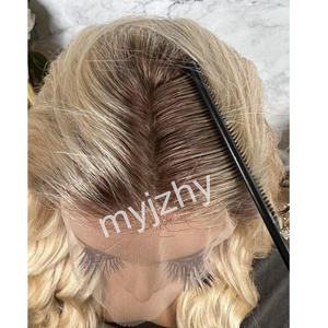 MYJZHY originale #4/613 colore biondo BW cuoio capelluto reale morbido Remy cuticola allineato <span class=keywords><strong>parrucche</strong></span> piene del merletto dei <span class=keywords><strong>capelli</strong></span> umani con Base in seta - Product Image 1