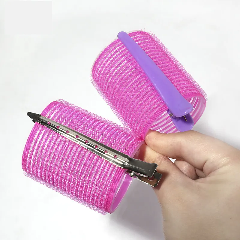 Aluminium Core hair styling self grip hair rollers set Heatless Plastic Nylon Sticky Jumbo Magic Hair Rollers With Clips Pins