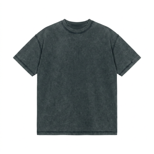 Camiseta Oversize de Algodón Lavado Transpirable de 200g para Hombre, Color Liso, Casual, Manga Corta, Cuello Redondo - Product Image 2