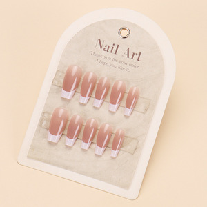 <span class=keywords><strong>Uñas</strong></span> postizas de moda viral al por mayor, estilo francés con borde blanco, diseño simple y elegante, largas, bonitas, con acabado removible, pegatinas para <span class=keywords><strong>uñas</strong></span>. - Product Image 4