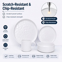 Service de vaisselle classique en grès porcelaine motif vague d'eau blanche pour la restauration, les mariages et les banquets, compatible lave-vaisselle et four