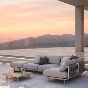 Ensemble <span class=keywords><strong>de</strong></span> mobilier <span class=keywords><strong>de</strong></span> <span class=keywords><strong>jardin</strong></span> moderne KMJ en rotin PE et aluminium avec tissu pour la maison, les hôtels, les balcons privés, les parcs, les salles à manger et les salons - Product Image 4