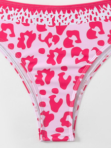 Maillot de bain deux pièces rose solide pour femmes maillot de bain à séchage rapide écologique avec soutien-gorge push-up rembourré amovible ensembles de bikini sexy - Product Image 6