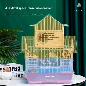 Gabbia per Pappagallini con Occhi Ricamati, Casetta per Uccelli con Tetto in Metallo, Design Ornamentale per Uso Domestico, Adatta a Tutte le Stagioni - Product Image 2