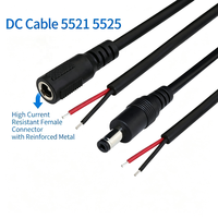 Cordon d'extension d'alimentation CC personnalisable 5521/5525 18/20AWG, connecteur mâle/femelle à extrémité ouverte, en cuivre pur et PVC, pour CCTV, LED, routeur