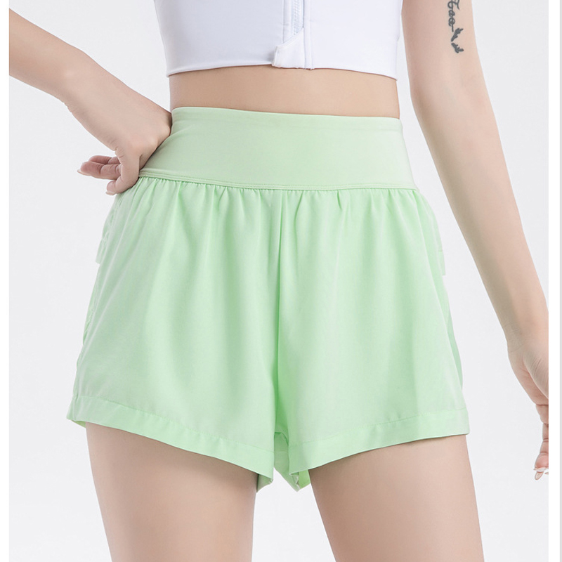 Women's Shorts With Tight High Waist Yoga Shorts With Pockets Double Layer Mesh Shorts 5 Inch