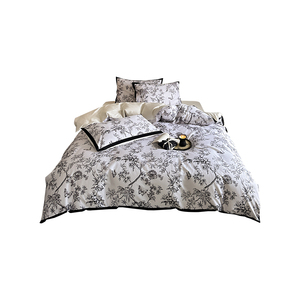 Luxury Style 100S Long Staple Cotton Four Piece <b>Bedding</b> <b>Set</b> Floral Duvet Cover Home Use Breathable Sheet Style - Product Image 5