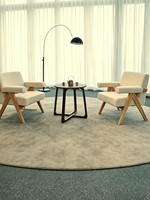 Ensemble trois pièces de salon en bois massif style crème mi-siècle, minimaliste moderne, avec fauteuil simple en noyer à jointure mortaise et tenon