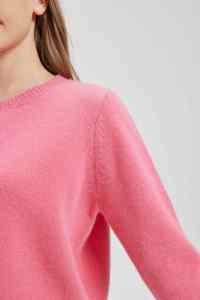 Women's Pink Knitted <b>Short</b> Crop <b>Cardigan</b> Full <b>Sleeve</b> Crew Neck Button Closure Casual Winter Wear 100% Pure Cashmere - Product Image 4