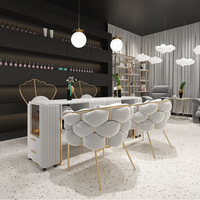 Ensemble de mobilier professionnel pour salon de beauté des ongles, bureau et chaise de manucure de luxe, table client blanche en fer et métal pour salon