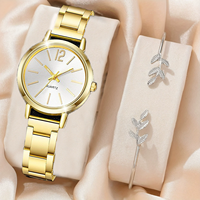 Montre de Luxe pour Femme, Bracelet Argenté, Quartz, Cadran Simple, Ensemble de Montres Tendance Or, pour Étudiantes et Dames, Reloj