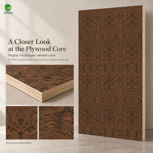 Contreplaqué plaqué marqueterie en bois <span class=keywords><strong>de</strong></span> frêne chaud Jinbase W-SL-802, qualité E0, 1220x2440mm, feuilles <span class=keywords><strong>de</strong></span> placage chêne, placage noyer - Product Image 4