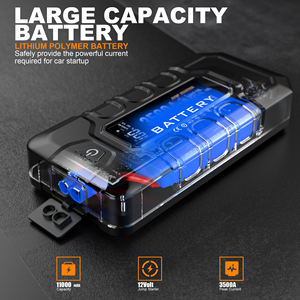 Démarreur de batterie de voiture portable 12V 1000A avec batterie externe et lumière LED pour voitures particulières, camions et motos - Product Image 3