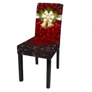 Fodera protettiva per sedia natalizia fodera per sedile Jacquard lavabile rimovibile elasticizzata Jingle Bell per soggiorno in Hotel di casa