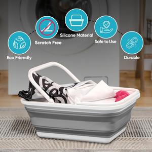 Panier à pique-nique pliable multifonction en silicone Panier de rangement pliable avec poignées portables pour le <span class=keywords><strong>camping</strong></span> en plein air et la blanchisserie à domicile - Product Image 3