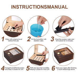Humidor de madera para cigarros con tapa de cristal, higrómetro y divisor, caja específica para cigarros, estuche de almacenamiento de madera para el hogar, con capacidad para 20-50 cigarros. - Product Image 3
