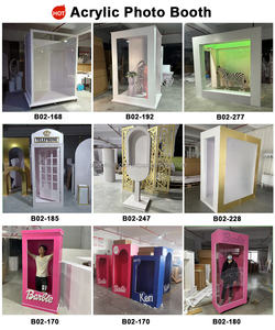 Cabines téléphoniques miniatures en fer lisses pour livre d'or audio avec lumière néon, décoration de mariage, design miroir, tailles/couleurs personnalisables - Product Image 3