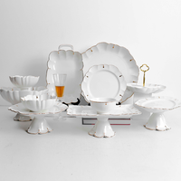 Service de table en porcelaine fine de style moderne avec bordure dorée, anti-fuite, logo personnalisé pour la maison, les mariages et les restaurants