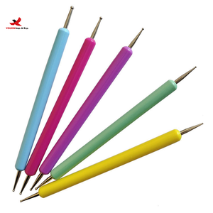 Ensemble de 5 stylos à sculpture florale en plastique à double embout HQ Mixed Proc Discount, poignée en colle acrylique réglable, pinceaux à embossage et à pointillage - Product Image 1