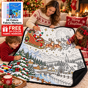 Couverture en flanelle lavable à personnaliser pour Noël, à colorier soi-même, pour enfants et famille, pour des moments amusants en famille pendant les vacances d'hiver - Product Image 1