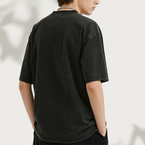 เสื้อยืดพิมพ์ลายกราฟิกโลโก้แบบกำหนดเอง เสื้อยืดฮิปฮอปผู้ชาย พิมพ์ซิลค์สกรีน วินเทจ ลุคย้อนยุค ล้างสีแบบแอซิดวอช เสื้อยืดโอเวอร์ไซส์ - Product Image 2