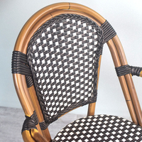 Chaises de salle à manger modernes en rotin tressé pour l'extérieur, fauteuils bistrot français avec structure en aluminium pour parcs, chambres et salons