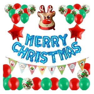Heißer Verkauf Frohe Weihnachten Brief Rentier Weihnachten Latex Folie Ballon Sets Für Indoor Christmas Party Dekoration