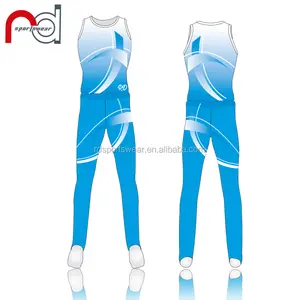 2020 Sublimatie Training Panty Heren Artistieke Gymnastiek Mouwloze Top En Longs Set Gymnastiek Leotards