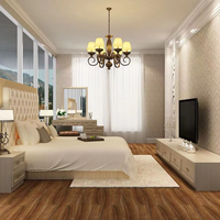Ensemble de meubles de chambre en bois de luxe personnalisé, comprenant armoire modulaire, lit king size, coiffeuse, table de chevet et meuble TV, pour entrepôt et appartement