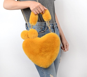 Bolsos de mano de felpa de piel ecológicos al por mayor, bolsos de mano de mujer con corazón puro, bolsos de mano de mujer, bolsos de hombro dulces para mujer - Product Image 2