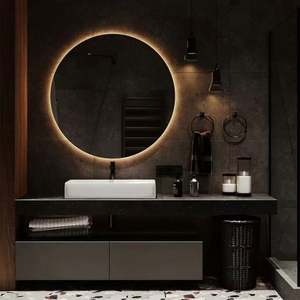 Retro Elegance <b>Light</b> Luxury Style Solid Wood Single Sink <b>Bathroom</b> Vanity <b>with</b> <b>Round</b> <b>Mirror</b> - Product Image 3