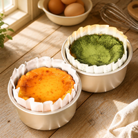 Hengsu HS-BSQ4 Moules à gâteau Basque de 4 pouces, non pliables, avec doublures en papier sulfurisé antiadhésives, de qualité alimentaire, résistantes à la chaleur, jetables