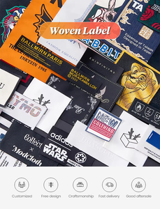 Etiqueta tejida clásica con pliegue central para ropa, etiqueta de alta calidad para sudaderas, chaquetas, puños de moda, etiquetas personalizadas cosidas para el cuello. - Product Image 5