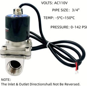 Vanne solénoïde Aomag 3/4 NPT 110V en acier inoxydable normalement fermée pour fontaine à eau - Product Image 4