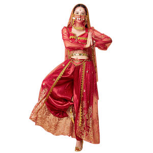 Halloween <span class=keywords><strong>Bollywood</strong></span> Cosplay Aladdin Jasmine Princess Show Falda Pantalones Conjunto Ropa para mujeres adultas - Product Image 1
