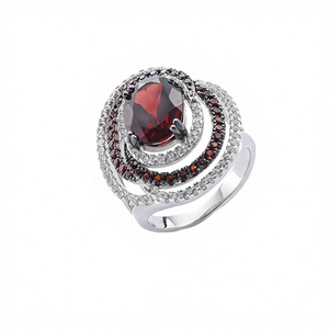 แหวนวินเทจสีขาวแซฟไฟร์เทียมโกเมนธรรมชาติฝังหยกชุดตอบโต้ - Product Image 1