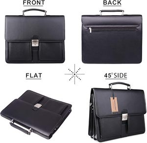 Maletín de Cuero PU Duradero Personalizado OEM, Maletín para Portátil de 15 Pulgadas, Maletín de Negocios para Oficina, Estilo Mensajero Tradicional, para <span class=keywords><strong>Abogados</strong></span> - Product Image 3