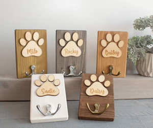 <span class=keywords><strong>Crochet</strong></span> mural décoratif personnalisé en bois en forme de patte de chien pour vêtements, laisses, manteaux et accessoires pour animaux de compagnie - Product Image 1